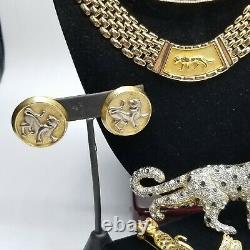 13 LEOPARD PANTHER Vtg Retro LOT Necklace Ring Brooch Bracelet Earrings Jewelry