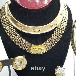13 LEOPARD PANTHER Vtg Retro LOT Necklace Ring Brooch Bracelet Earrings Jewelry