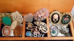 150+ Fabulous Vintage Brooch Jewelry Lot Rhinestone Limoges Cameo Porcelain
