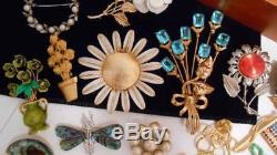 150+ Fabulous Vintage Brooch Jewelry Lot Rhinestone Limoges Cameo Porcelain
