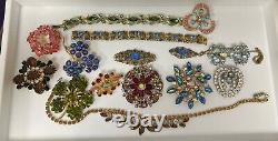 15pc VINTAGE Signed Unsigned Rhinestone Jewelry Juliana Trifari Etc