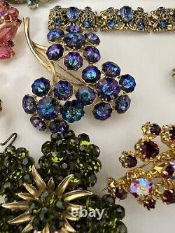 15pc VINTAGE Signed Unsigned Rhinestone Jewelry Juliana Trifari Etc