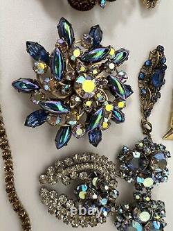 15pc VINTAGE Signed Unsigned Rhinestone Jewelry Juliana Trifari Etc