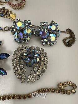 15pc VINTAGE Signed Unsigned Rhinestone Jewelry Juliana Trifari Etc