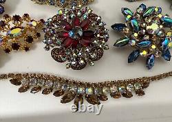 15pc VINTAGE Signed Unsigned Rhinestone Jewelry Juliana Trifari Etc