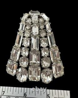 1940s Eisenberg Original Pot Metal Rhinestone Large Art Deco Dress Fur Clip 8c