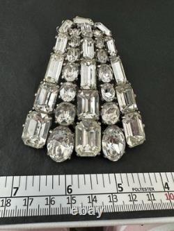 1940s Eisenberg Original Pot Metal Rhinestone Large Art Deco Dress Fur Clip 8c