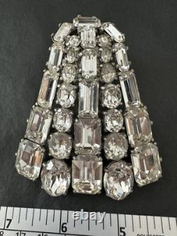1940s Eisenberg Original Pot Metal Rhinestone Large Art Deco Dress Fur Clip 8c