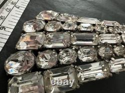 1940s Eisenberg Original Pot Metal Rhinestone Large Art Deco Dress Fur Clip 8c