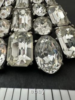 1940s Eisenberg Original Pot Metal Rhinestone Large Art Deco Dress Fur Clip 8c