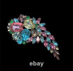 1950 Huge Vintage Pastel Fruit Salad Possibly Juliana Rhinestone Brooch Perfect
