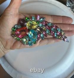 1950 Huge Vintage Pastel Fruit Salad Possibly Juliana Rhinestone Brooch Perfect