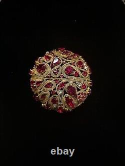 1950's Signed DEPOSE 2.5'' Doomed Vintage Red Rhinestone Brooch Holiday Large