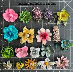 19pc Vintage Flower Pin Brooch Lot, Spring? Collection, Romantic Bouquet Lot