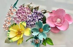 19pc Vintage Flower Pin Brooch Lot, Spring? Collection, Romantic Bouquet Lot
