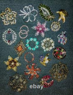 20 Rhinestone Vintage Costume Brooches SPECTACULAR