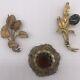 3 Vintage W. Germany Brooches. Floral/rhinestones. All Signed