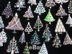 30 Vintage High End Rhinestone CHRISTMAS TREE PINS LOT Brooch Brooches