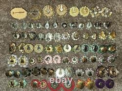 38 Vintage Cluster Bead AB Rhinestone Clip On Earrings + 2 Brooch Lot