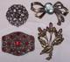 4 Large Antique Brooches/Czech Glass/Pot Metal/Vintage Little Nemo/Art Nouveau