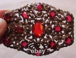 4 Large Antique Brooches/Czech Glass/Pot Metal/Vintage Little Nemo/Art Nouveau