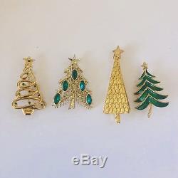 40 Pc Vintage Christmas Tree Rhinestone Brooch Jewelry Book Piece Quality Signed