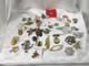 40 pc lot Vintage Antique Lot of Rhinestone 1950's 60's Brooches, & More