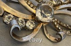 40s Vintage Signed Mazer Sterling Silver Rhinestone Brooch Early Retro Ribbon 3