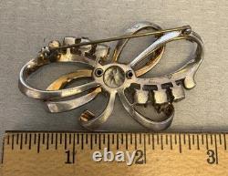 40s Vintage Signed Mazer Sterling Silver Rhinestone Brooch Early Retro Ribbon 3 40s Vintage Signed Mazer Sterling Silver Rhinestone Brooch Early Retro Ribbon 3