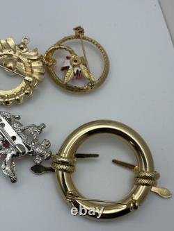 41 Piece Brooch Pin Lot Vintage Gold Signed/Unsigned 2 Missing Stones Reseller