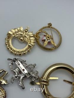 41 Piece Brooch Pin Lot Vintage Gold Signed/Unsigned 2 Missing Stones Reseller