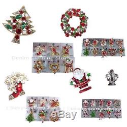 480 pieces Brooch Pin Vintage Rhinestone Christmas Snowmen Tree Gift Xmas Lots