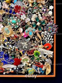 50pcs Vintage Brooches Bulk Lot Mix Enamel Crystal Pearl Retro Pins Resale Gift