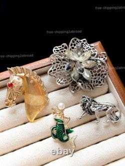 50pcs Vintage Brooches Bulk Lot Mix Enamel Crystal Pearl Retro Pins Resale Gift