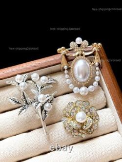 50pcs Vintage Brooches Bulk Lot Mix Enamel Crystal Pearl Retro Pins Resale Gift
