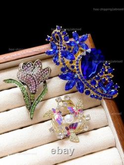 50pcs Vintage Brooches Bulk Lot Mix Enamel Crystal Pearl Retro Pins Resale Gift