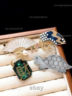 50pcs Vintage Brooches Bulk Lot Mix Enamel Crystal Pearl Retro Pins Resale Gift