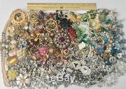 7.8lbs Vintage & Antique Broken Rhinestone Jewelry Lot Craft Repair Brooches etc