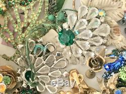 7.8lbs Vintage & Antique Broken Rhinestone Jewelry Lot Craft Repair Brooches etc