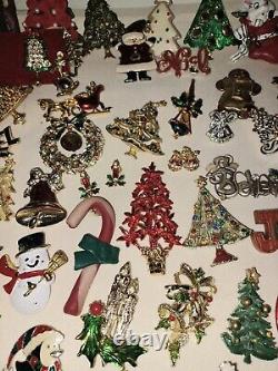 80+ Vintage Christmas Brooch Jewelry Lot Signed Designers Aai Beatrix Danecraft+