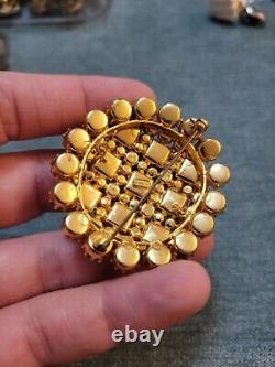 AUSTRIA Vintage CLUSTER BROOCH Pin Large Dome Rhinestone Costume Jewelry