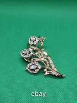Alfred Philippe Crown Trifari flower brooch Pristine Condition! Gold & Silver