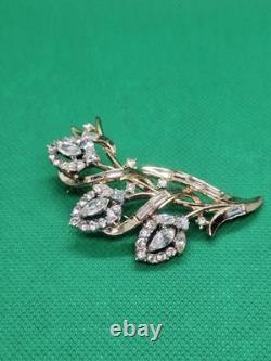 Alfred Philippe Crown Trifari flower brooch Pristine Condition! Gold & Silver
