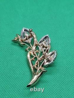 Alfred Philippe Crown Trifari flower brooch Pristine Condition! Gold & Silver