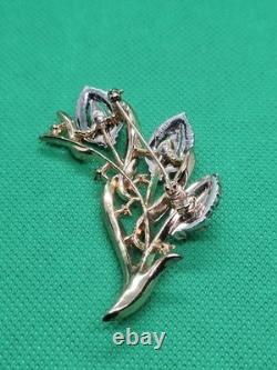 Alfred Philippe Crown Trifari flower brooch Pristine Condition! Gold & Silver