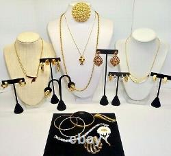 All Signed Monet Vintage Jewelry Lot-necklaces Brooches Earrings Bracelets-20 Pc