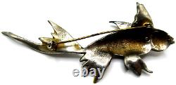Amazing Enamel Rhinestone Fish Vintage Pin Brooch