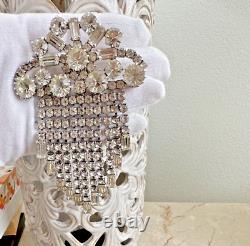 Amazing Massive Vintage Possible Unsigned Weiss Rhinestone Fringed Brooch