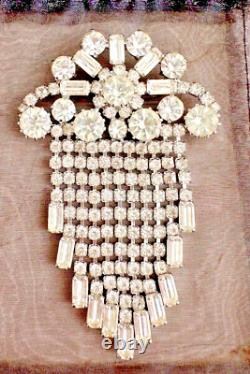 Amazing Massive Vintage Possible Unsigned Weiss Rhinestone Fringed Brooch