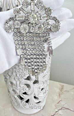 Amazing Massive Vintage Possible Unsigned Weiss Rhinestone Fringed Brooch